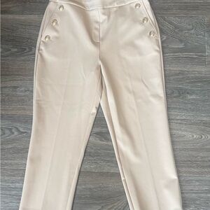 Cream high-waisted cropped Women's Pants